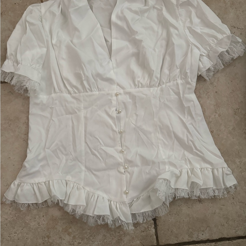 Elegant White Ruffle Blouse